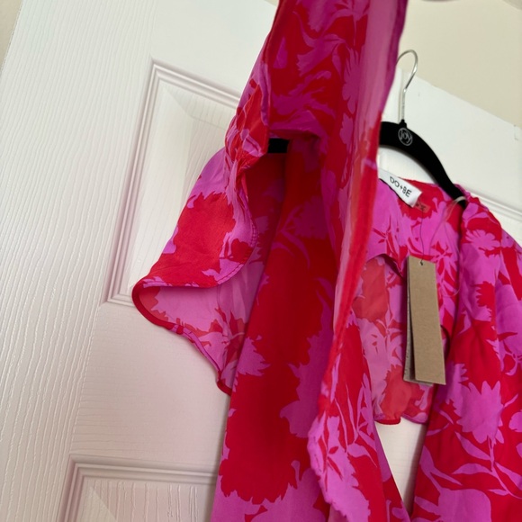 DO+BE Floral Wrap Open Back Romper Pink/Red Size M - Picture 9 of 16